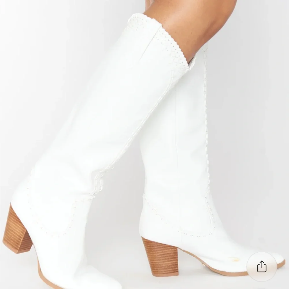 Billini White Heeled Knee-High Boots - Picture 3 of 6